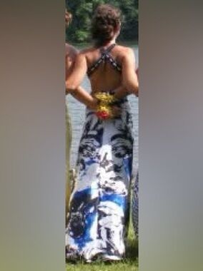 Blue and Black Floral Halter Dress